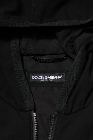 Dolce & Gabbana Black Sleeveless Hooded Logo Plaque Jacket