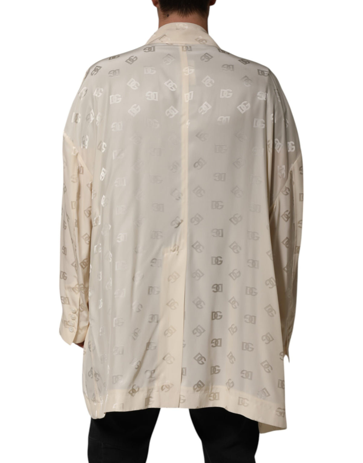 Dolce & Gabbana Beige Polyester Logo Monogram Coat Jacket