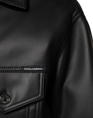 Dolce & Gabbana Black Polyester Button Down Biker Jacket