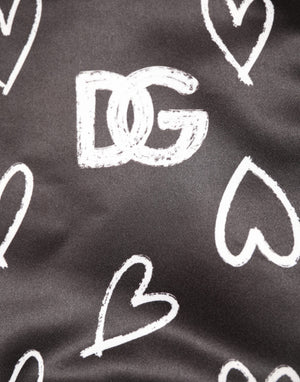 Dolce & Gabbana Black Polyester Heart Print Bomber Jacket