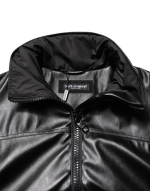 Dolce & Gabbana Black Polyester Logo Plaque Bomber Jacket