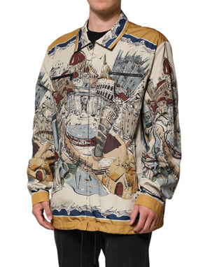 Dolce & Gabbana Multicolor Italian Motif Men Bomber Jacket