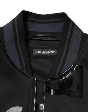 Dolce & Gabbana Black Wool Logo DG Mania Men Bomber Jacket