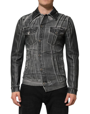 Dolce & Gabbana Gray Washed Cotton Stretch Denim Jacket