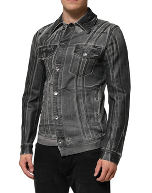 Dolce & Gabbana Gray Washed Cotton Stretch Denim Jacket