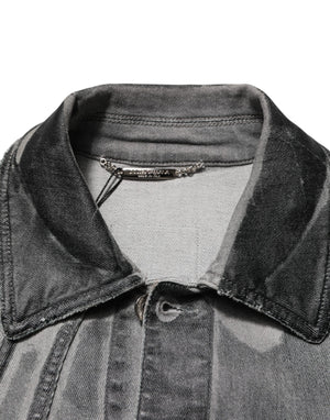 Dolce & Gabbana Gray Washed Cotton Stretch Denim Jacket