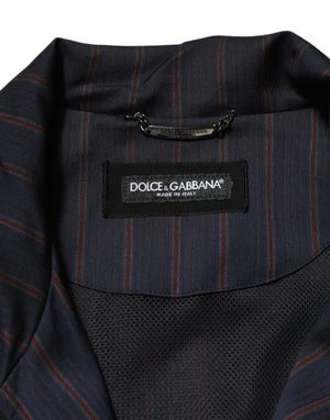 Dolce & Gabbana Blue Red Striped Logo Plaque Full Zip Jacket