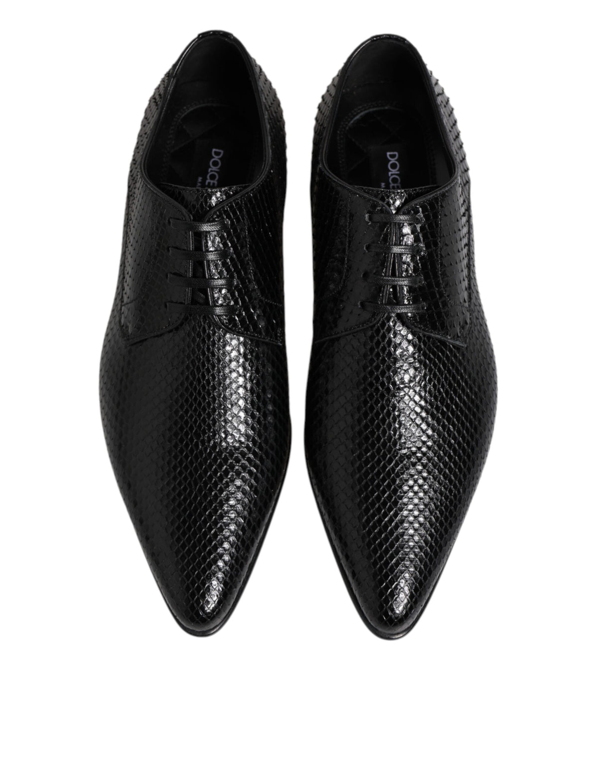 Dolce & Gabbana Black Exotic Leather Lace Up Derby Shoes