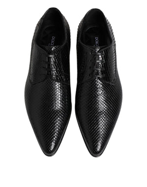Dolce & Gabbana Black Exotic Leather Lace Up Derby Shoes