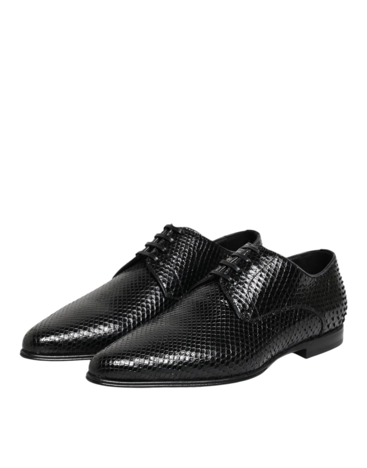 Dolce & Gabbana Black Exotic Leather Lace Up Derby Shoes