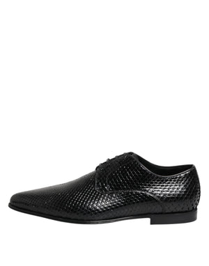 Dolce & Gabbana Black Exotic Leather Lace Up Derby Shoes