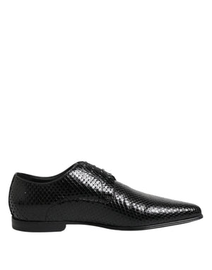 Dolce & Gabbana Black Exotic Leather Lace Up Derby Shoes
