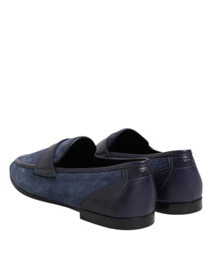 Dolce & Gabbana Blue Suede Leather Loafers Moccasin Shoes
