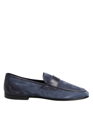 Dolce & Gabbana Blue Suede Leather Loafers Moccasin Shoes
