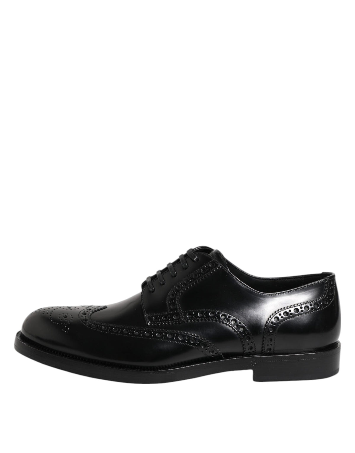 Dolce & Gabbana Black Leather Derby Wingtip Formal Shoes