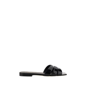 Saint Laurent Black Calf Leather Bos Taurus Sandals