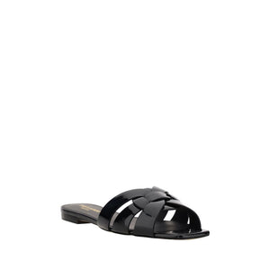 Saint Laurent Black Calf Leather Bos Taurus Sandals