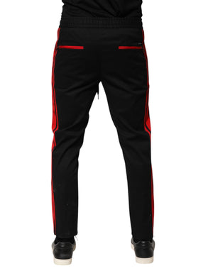 Dolce & Gabbana Red Stripe Cotton Logo Jogger Sweatpants Pants