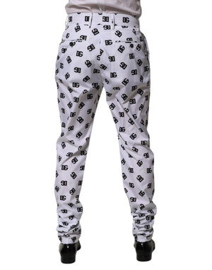 Dolce & Gabbana White Logo Cotton Skinny Denim Trouser Pants