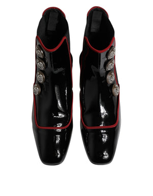 Dolce & Gabbana Black Jackie Buttoned Chelsea Boots Shoes