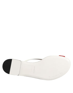 Dolce & Gabbana Red White KEIRA Flower Leather Sandals Shoes