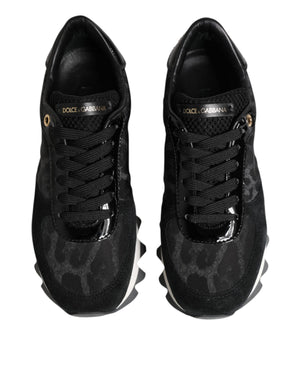 Dolce & Gabbana Black Gray Leopard Low Top Sneakers Shoes