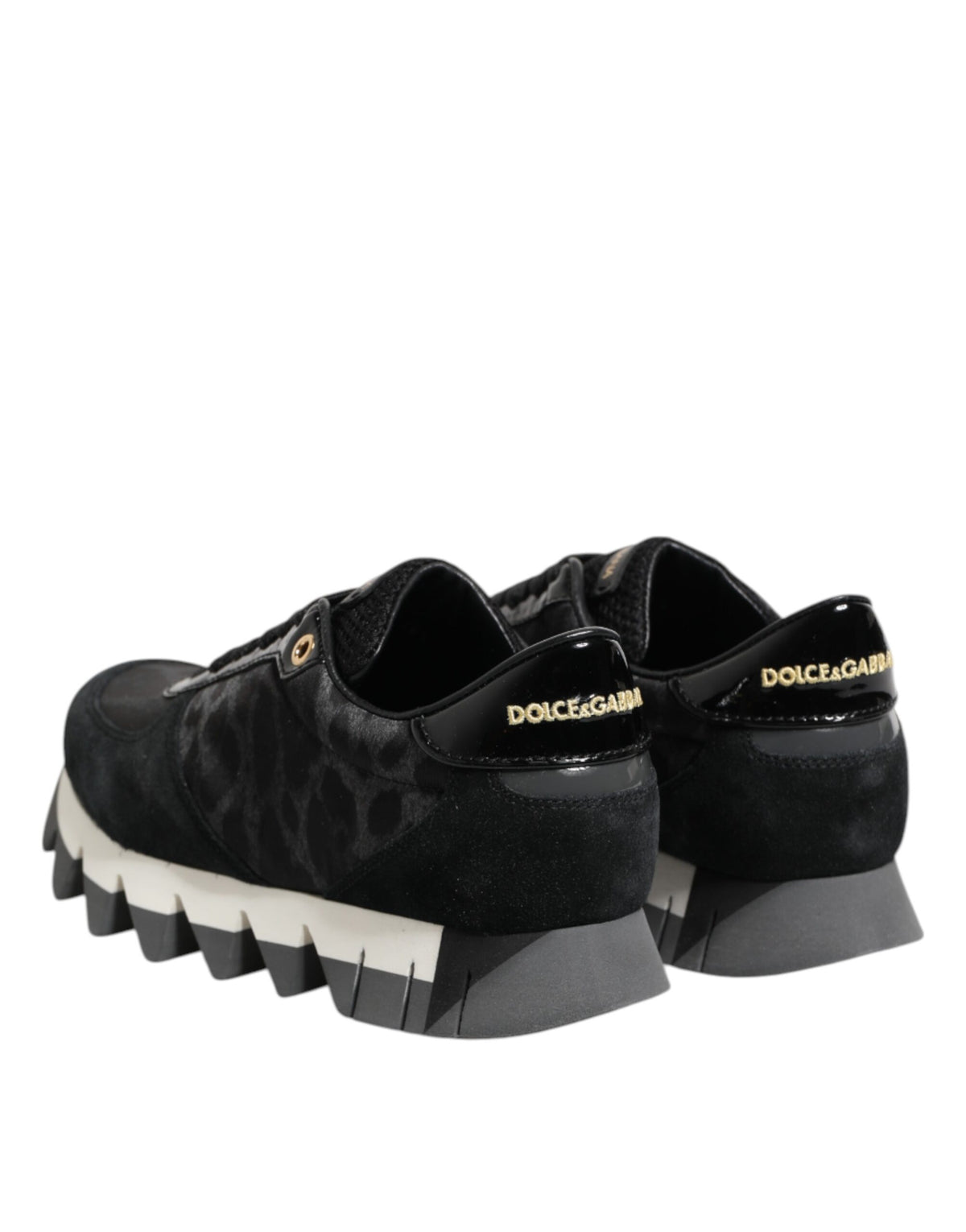 Dolce & Gabbana Black Gray Leopard Low Top Sneakers Shoes