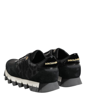 Dolce & Gabbana Black Gray Leopard Low Top Sneakers Shoes