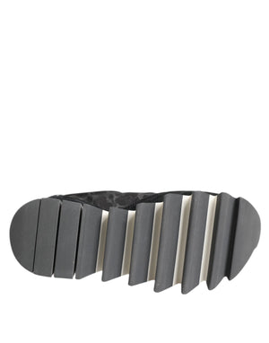 Dolce & Gabbana Black Gray Leopard Low Top Sneakers Shoes