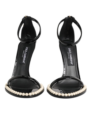 Dolce & Gabbana Black KEIRA Pearl Embellished Sandals Shoes