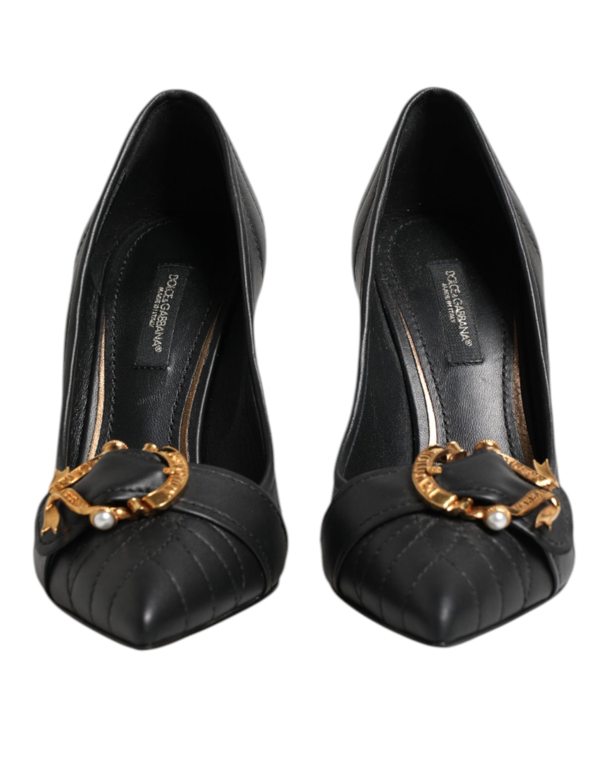 Dolce & Gabbana Black Devotion Leather Heels Pumps Shoes