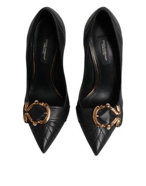 Dolce & Gabbana Black Devotion Leather Heels Pumps Shoes