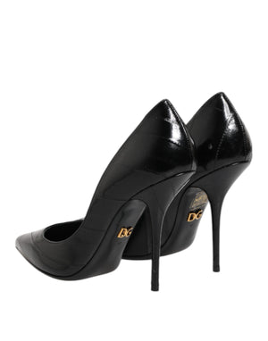 Dolce & Gabbana Black Leather Stiletto High Heels Pumps Shoes