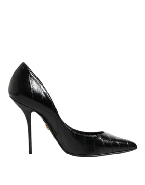 Dolce & Gabbana Black Leather Stiletto High Heels Pumps Shoes