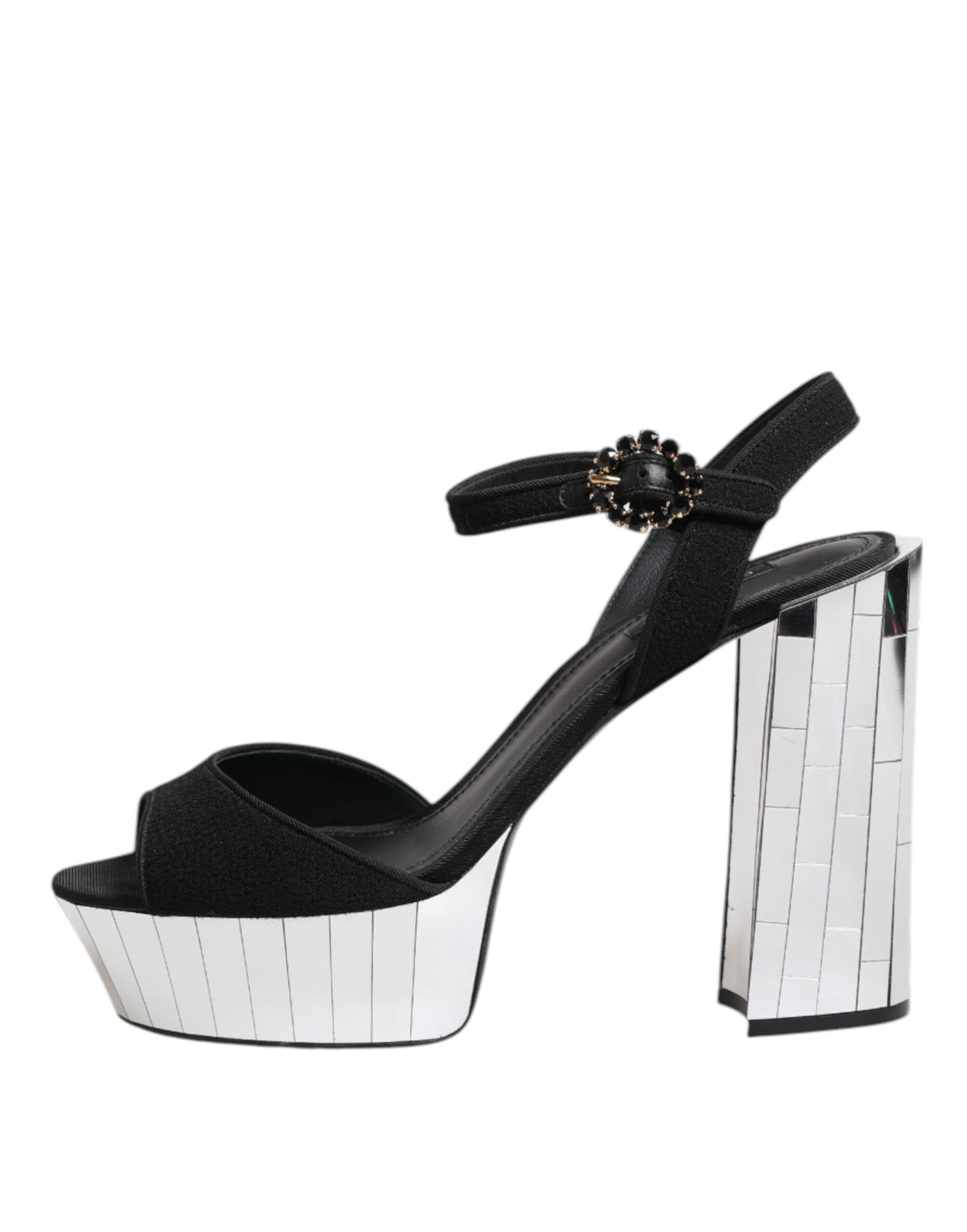 Dolce & Gabbana Black Crystal Ankle Strap Keira Sandal Shoes