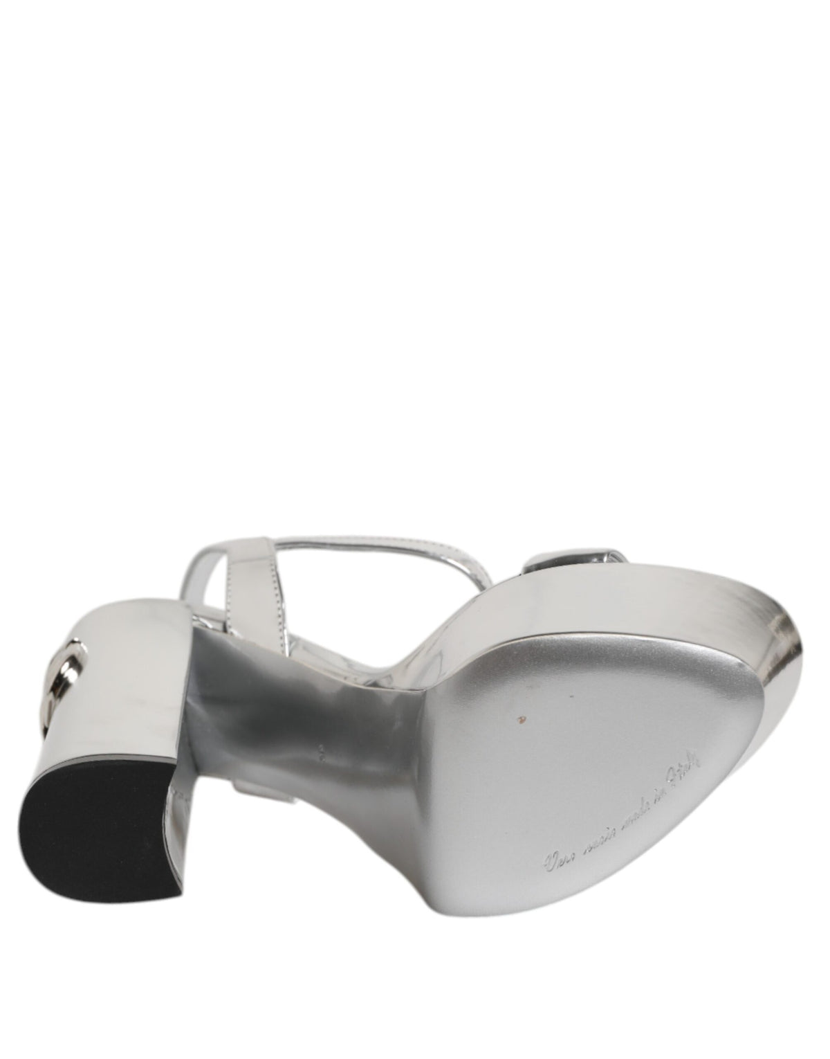 Dolce & Gabbana Silver Leather Platform Keira Sandals Shoes