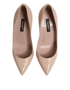 Dolce & Gabbana Beige Patent Leather Stiletto Heel Pumps Shoes