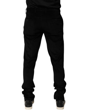 Dolce & Gabbana Black Cotton Men Dress Formal Trouser Pants