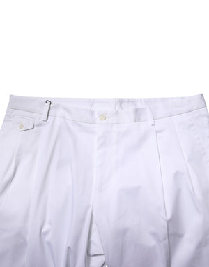 Dolce & Gabbana White Cotton Dress Slim Formal Trouser Pants