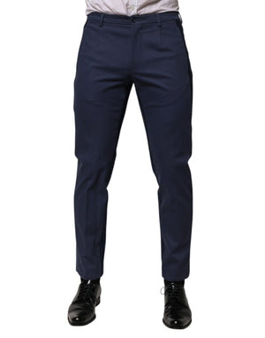 Dolce & Gabbana Blue Cotton Tapered Men Formal Trousers Pants