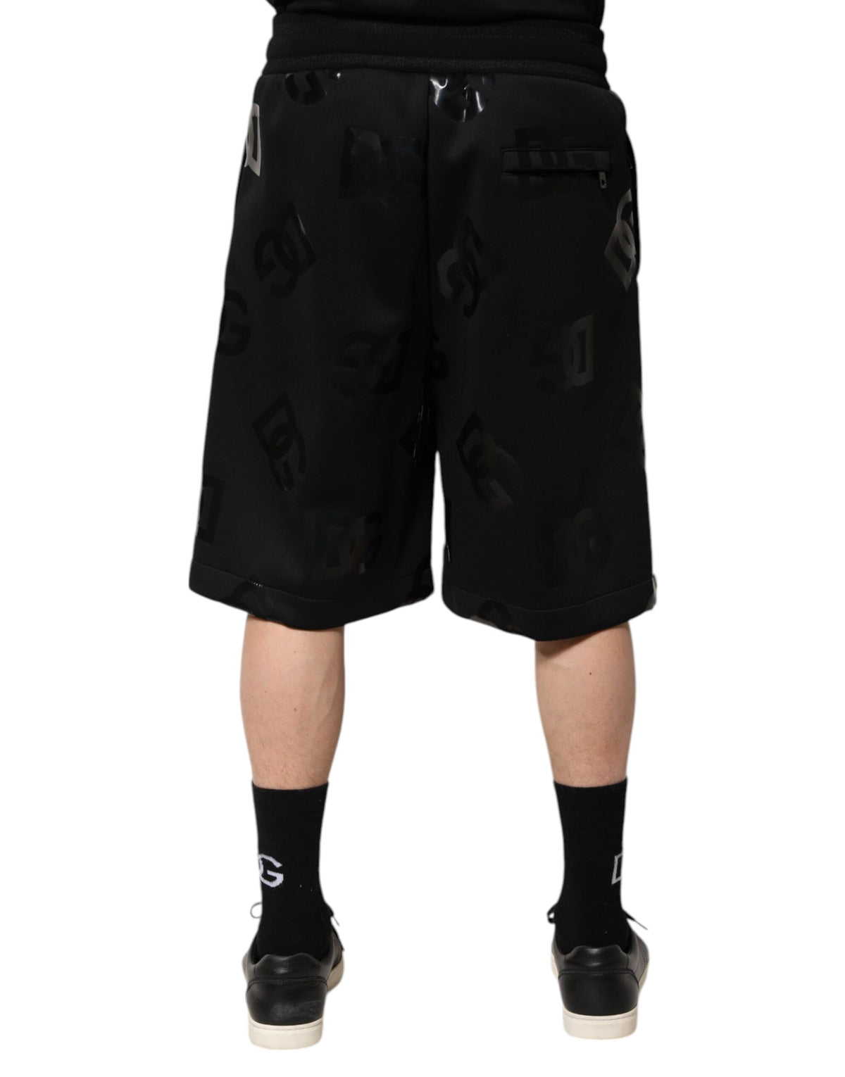 Dolce & Gabbana Black Logo Cotton Bermuda Sweatshorts Shorts
