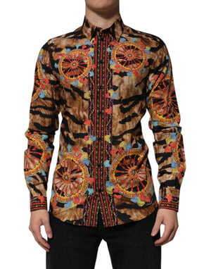 Dolce & Gabbana GOLD Cotton Tiger Carretto Long Sleeve Shirt