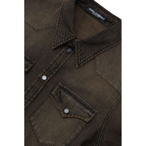 Dolce & Gabbana Brown Denim Shirt