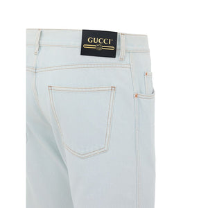 Gucci Blue Cotton Relaxed Fit Jeans