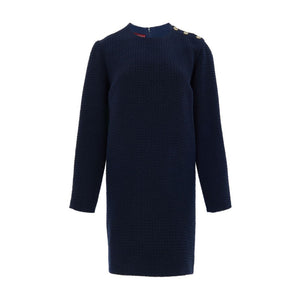 Gucci Navy Blue Wool Short Dress