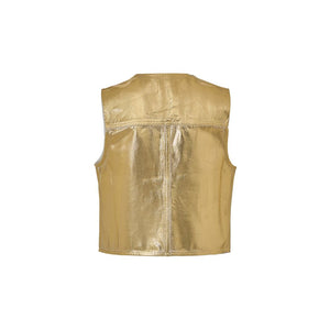 Ganni Gold Cotton Sleveless Jacket