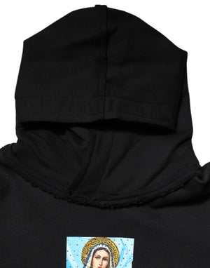 Dolce & Gabbana Black Printed Hoodie Crystal Embellished Jacket