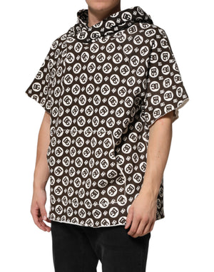 Dolce & Gabbana Brown White DG Logo Short Hoodie Sweater