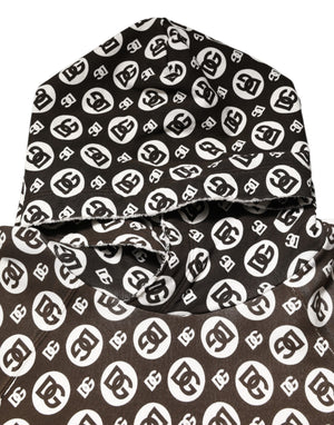 Dolce & Gabbana Brown White DG Logo Short Hoodie Sweater