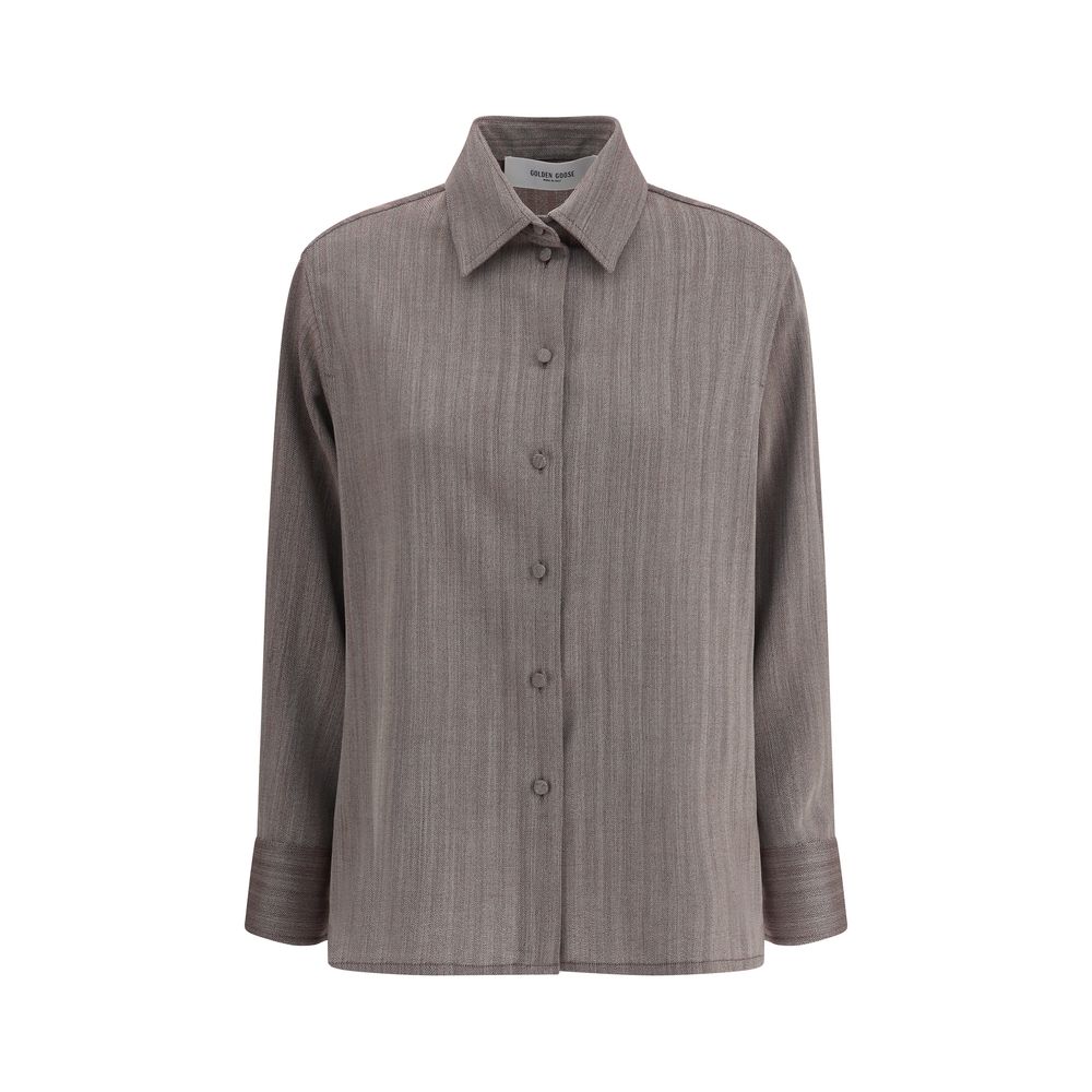Golden Goose Brown Fleece Wool Dress Shirt